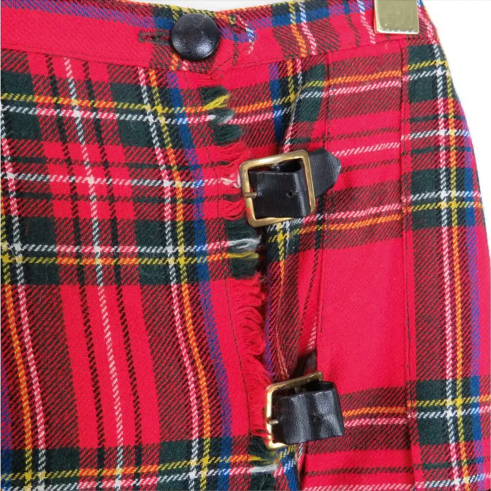 1950s Banner Union Made Vintage Red Plaid Pleated Skirt Waist XS 23